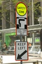 Black and white Ã¢â¬ÅHook TurnÃ¢â¬Â sign; a road cycling and traffic procedure Royalty Free Stock Photo